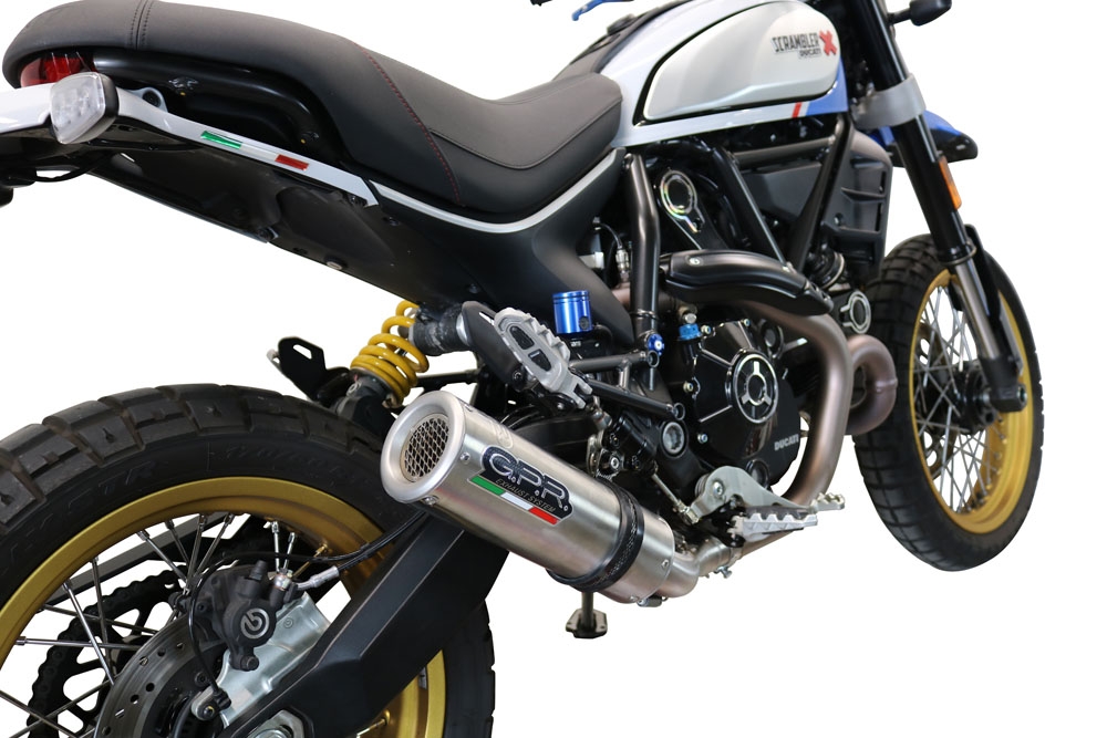 GPR escape compatível com  Ducati Scrambler 800 Desert Sled -DS Fasthouse 2021-2024, M3 Titanium Natural, Escape legal, homologado, silenciador com catalisador, db killer removível e tubo de ligação específico 