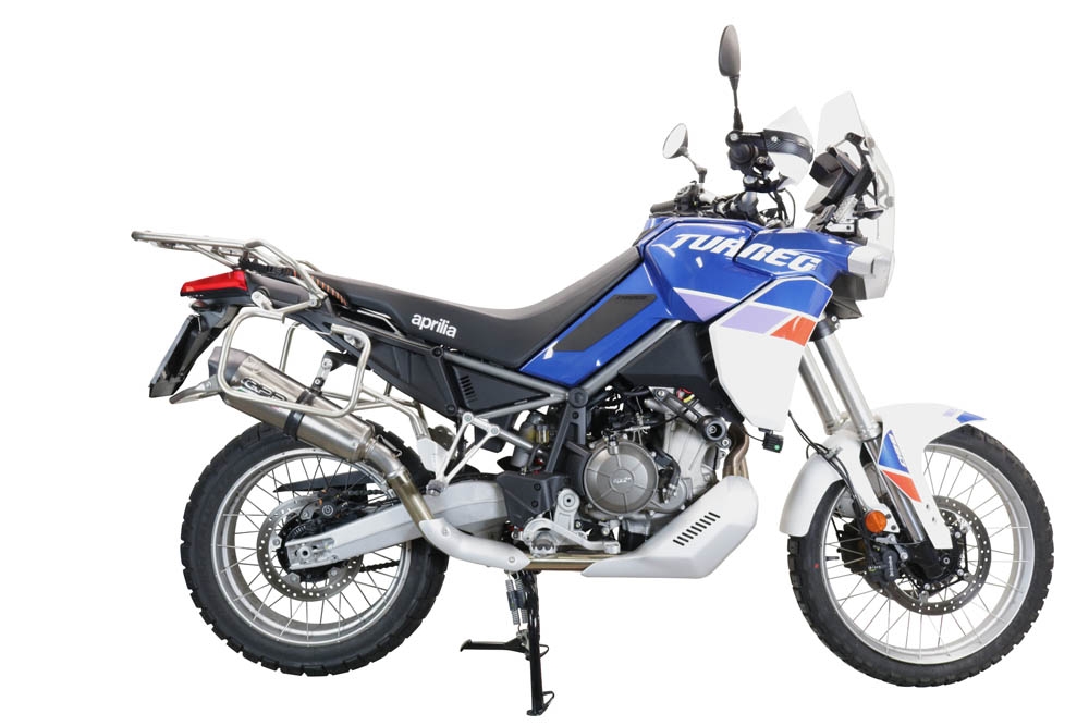 GPR escape compatível com  Aprilia Tuareg 660 2021-2024, New Grand Prix Evo Titanium, Escape legal, homologado, silenciador com db killer removível e tubo de ligação específico 