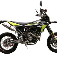 Escape compatível com Fantic Motor XMF 125 2021-2024, Deeptone Inox, Escape legal, homologado, silenciador com db killer removível e tubo de ligação específico 