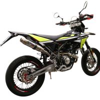 Escape compatível com Fantic Motor XMF 125 2021-2024, Deeptone Inox, Escape legal, homologado, silenciador com db killer removível e tubo de ligação específico 