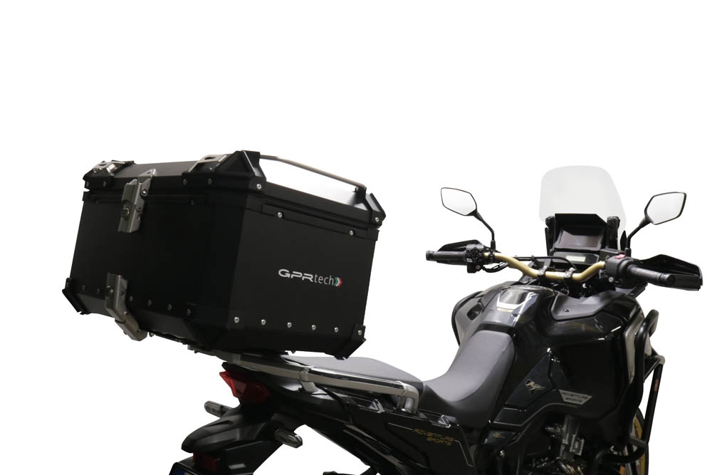 Top case maletas GPR TECH compatível com Honda Crf 1100 L Africa Twin 2020/2024 e5 Top Case Alpi-Tech em alumínio, cor preta com placa específica incluída Capacidade Litros 35