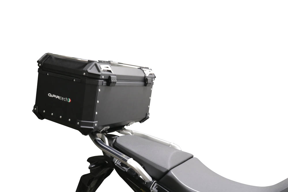 Top case maletas GPR TECH compatível com Honda Crf 1100 L Africa Twin 2020/2024 e5 Top Case Alpi-Tech em alumínio, cor preta com placa específica incluída Capacidade Litros 35