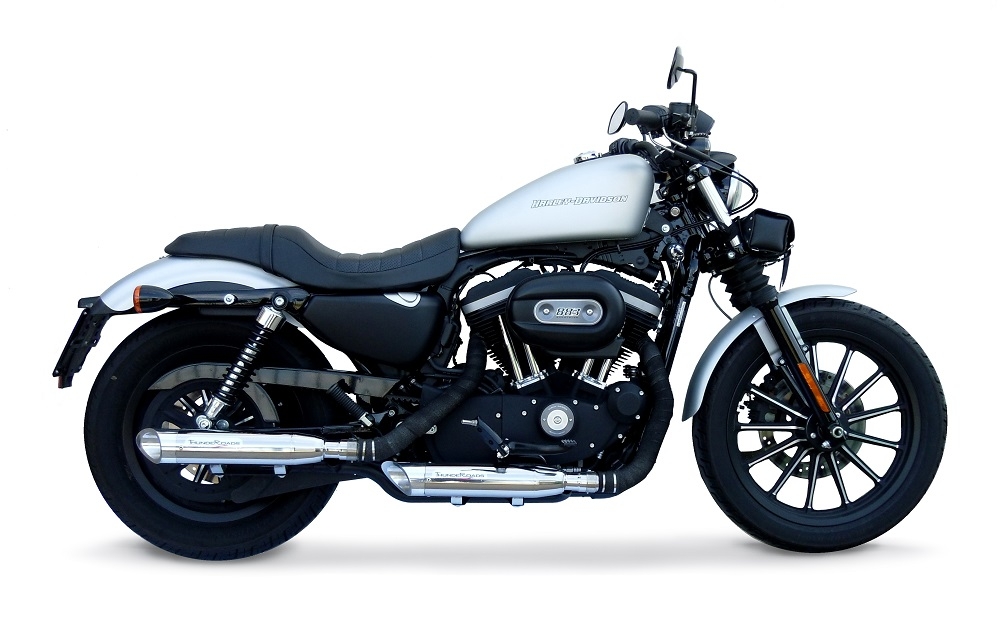 Escape compatível com Harley Davidson Sportster 1200 2004-2009, Slash Inox, Par de silenciosos de escape homologadas, com db killer removível e tubos de ligação específicos 