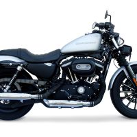 Escape compatível com Harley Davidson Sportster 1200 2004-2009, Slash Inox, Par de silenciosos de escape homologadas, com db killer removível e tubos de ligação específicos 