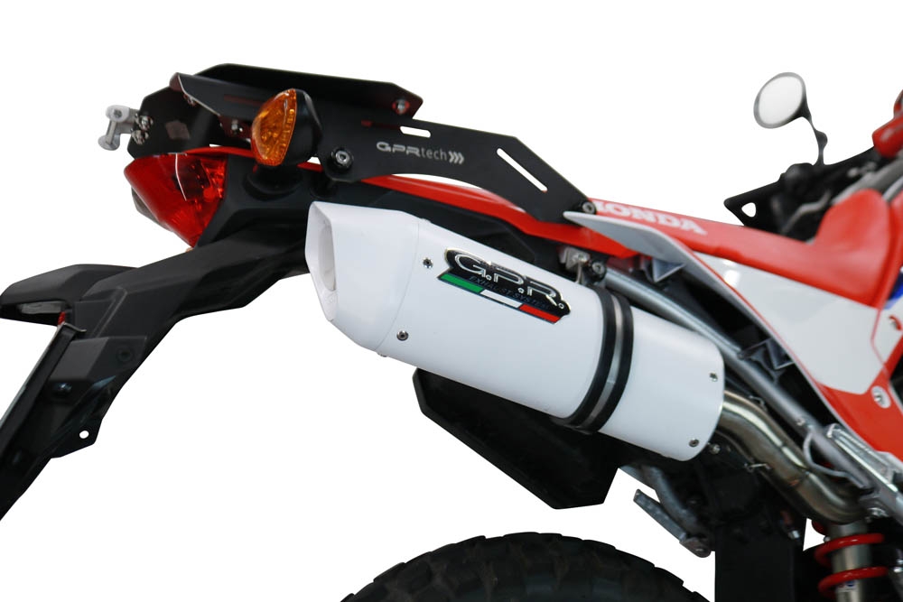 Escape compatível com Honda Crf 300 L - Rally 2021-2024, Albus Ceramic, Escape homologado, legal para mercados NÃO europeus, incluindo tubo de ligação e db killer removível 