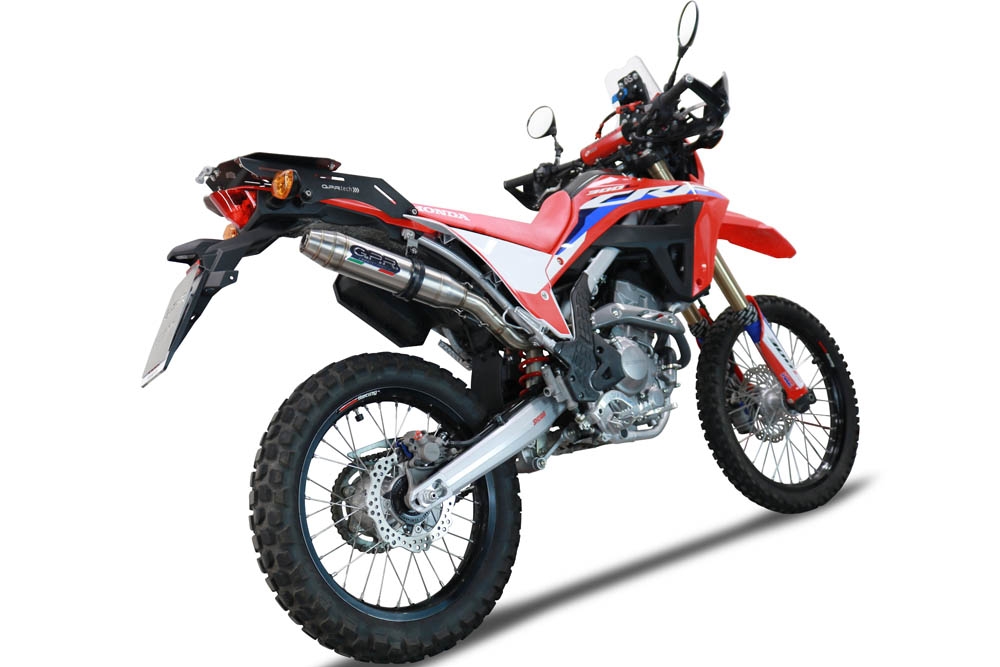 Escape compatível com Honda Crf 300 L - Rally 2021-2024, Deeptone Inox, Sistema homologado, catalisador original será eliminado Silencioso com tubo de ligação 