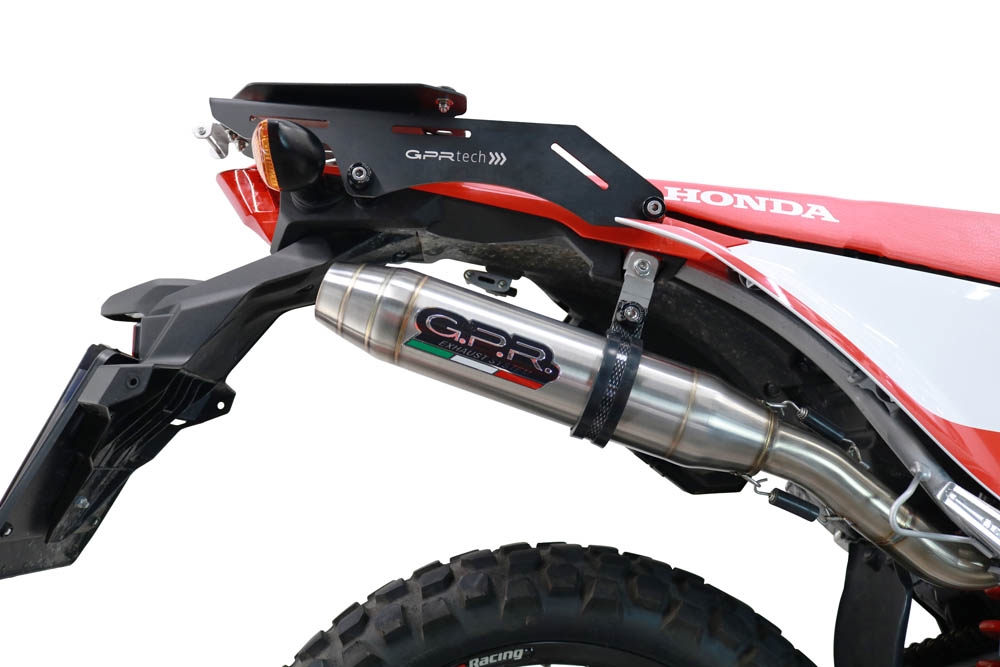 Escape compatível com Honda Crf 300 L - Rally 2021-2024, Deeptone Inox, Sistema homologado, catalisador original será eliminado Silencioso com tubo de ligação 