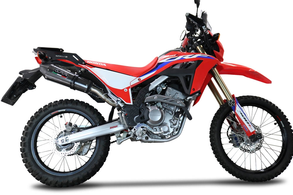 GPR escape compatível com  Honda Crf 300 L - Rally 2021-2024, New Grand Prix Evo Poppy, Escape legal, homologado, silenciador com catalisador, db killer removível e tubo de ligação específico 