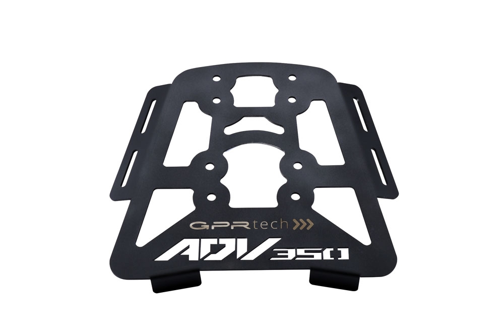 GPR TECH compatível com Honda Adv 350 2022/2024 e5 Placa de encaixe específica Top Case ALPITECH 35 LT compatível com bagageiro original, aço inox com 4 pontos de ancoragem