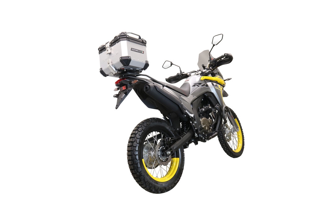 Top case maletas GPR TECH compatível com Voge 300Rally 2022/2024 e5 Top Case Alpi-Tech em alumínio, cor prata com placa específica incluída Capacidade Litros 26