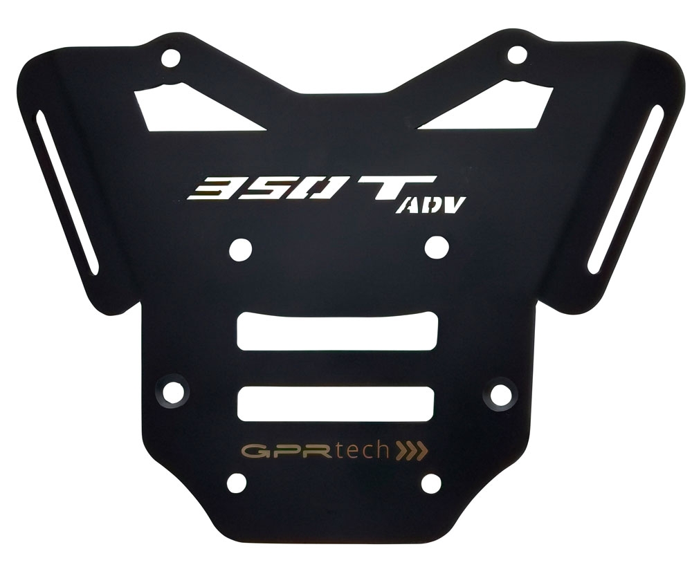GPR TECH compatível com Zontes 350 T2 ADV 2022/2024 e5 Placa de encaixe específica Top Case ALPITECH 55 LT compatível com bagageiro original, aço inox com 4 pontos de ancoragem
