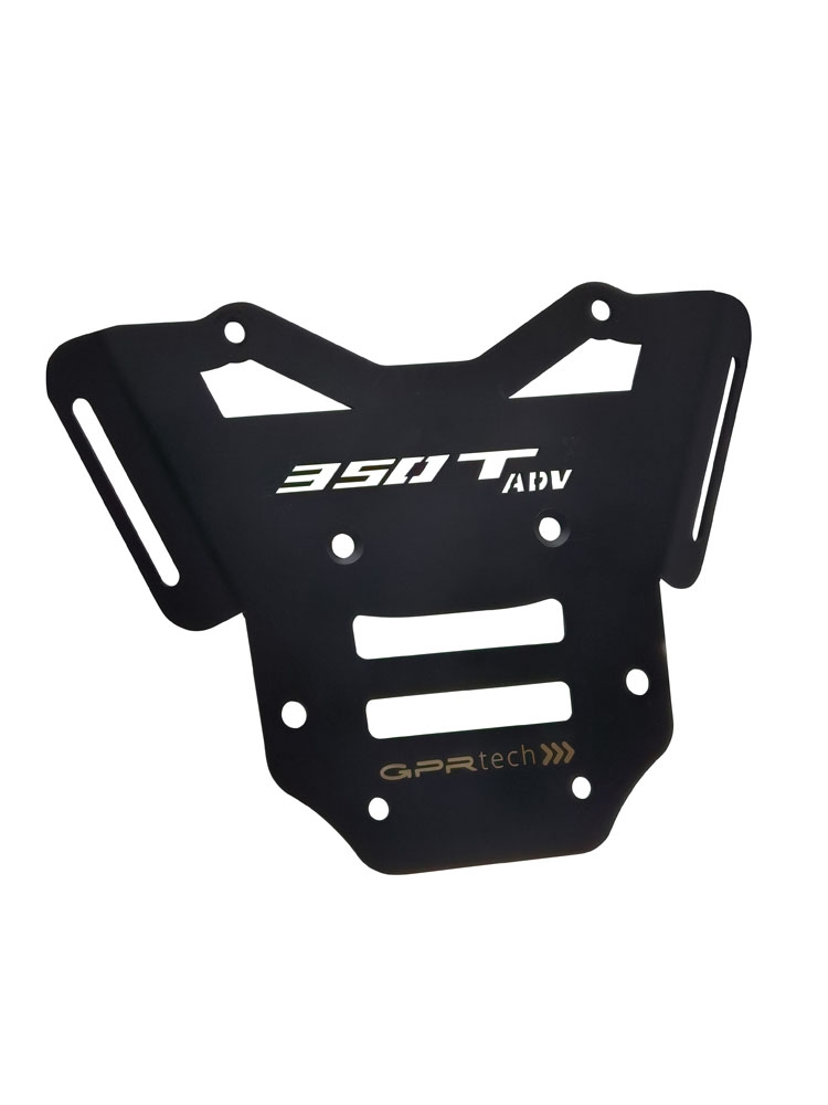 GPR TECH compatível com Zontes 350 T2 ADV 2022/2024 e5 Placa de encaixe específica Top Case ALPITECH 55 LT compatível com bagageiro original, aço inox com 4 pontos de ancoragem