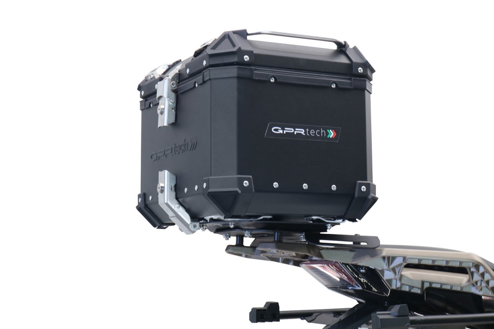 Top case maletas GPR TECH compatível com Zontes 350 T1 ADV 2022/2024 e5 Top Case Alpi-Tech em alumínio, cor preta com placa específica incluída Capacidade Litros 45