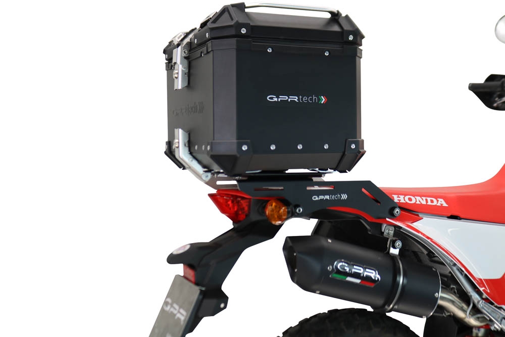 Top case maletas GPR TECH compatível com Honda Crf 300 L / Rally 2021/2024 e5 Top Case Alpi-Tech em alumínio, com porta-bagagens específico em alumínio cor preto com placa específica incluída Capacidade Litros 45