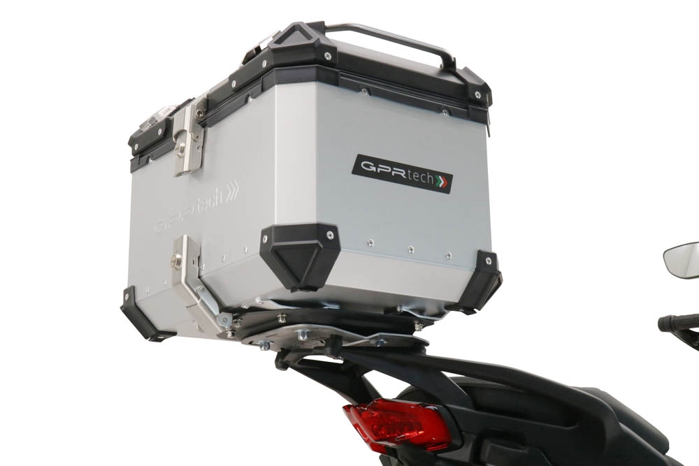 GPR TECH compatível com Ducati Multistrada V4 / V4S / V4S Sport 1100 2021/2024 Top Case Alpi-Tech em alumínio, cor prata com placa específica incluída Capacidade Litros 45