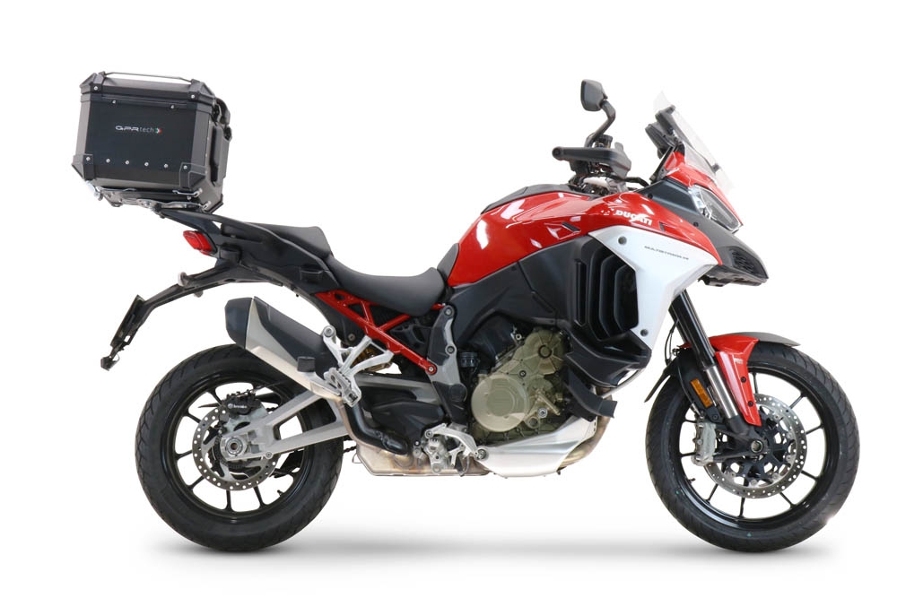 GPR TECH compatível com Ducati Multistrada V4 / V4S / V4S Sport 1100 2021/2024 Top Case Alpi-Tech em alumínio, cor preta com placa específica incluída Capacidade Litros 45