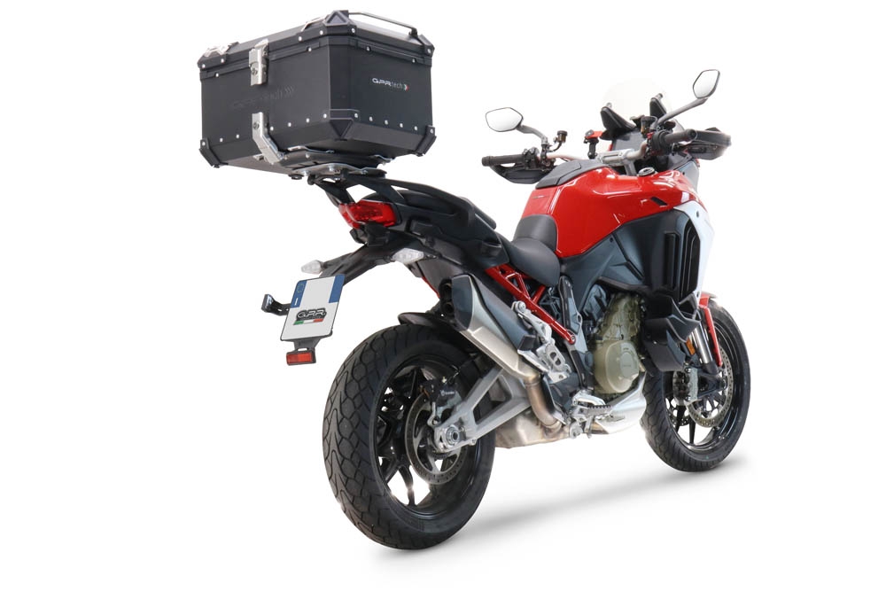 GPR TECH compatível com Ducati Multistrada V4 / V4S / V4S Sport 1100 2021/2024 Top Case Alpi-Tech em alumínio, cor preta com placa específica incluída Capacidade Litros 45