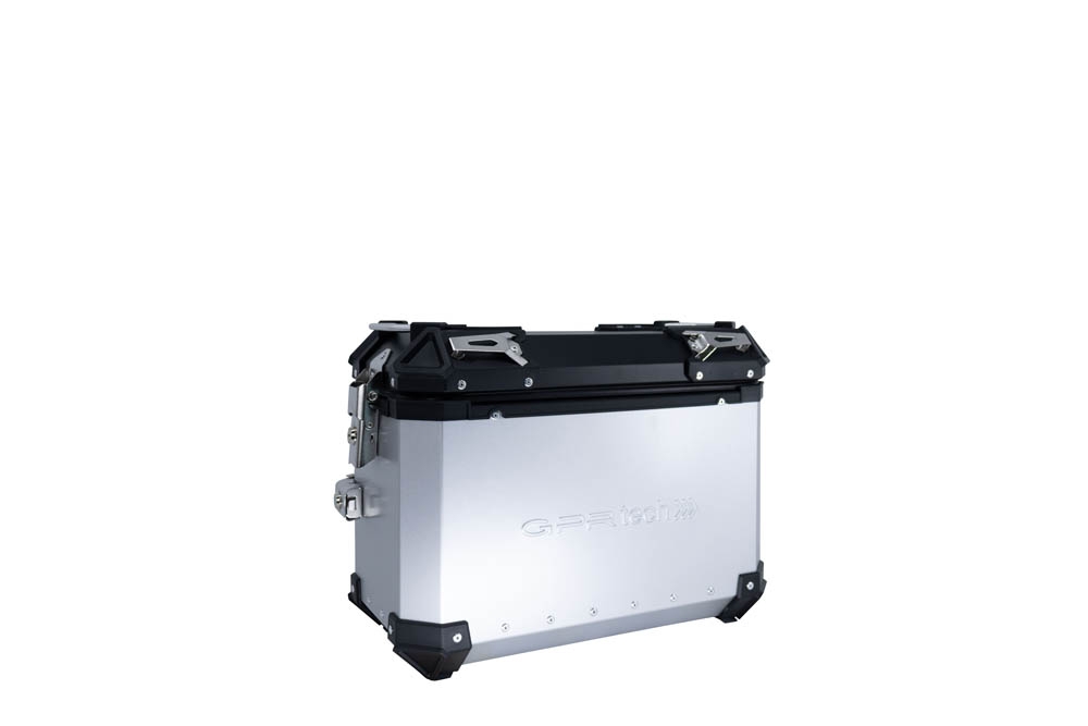 GPR TECH compatível com  Bmw F 750 Gs 2021/2024 e5 Par de malas laterais em alumínio com o lado direito contornado, cor prata com porta-bagagem específico Capacidade 38 LT. + 32 LT.