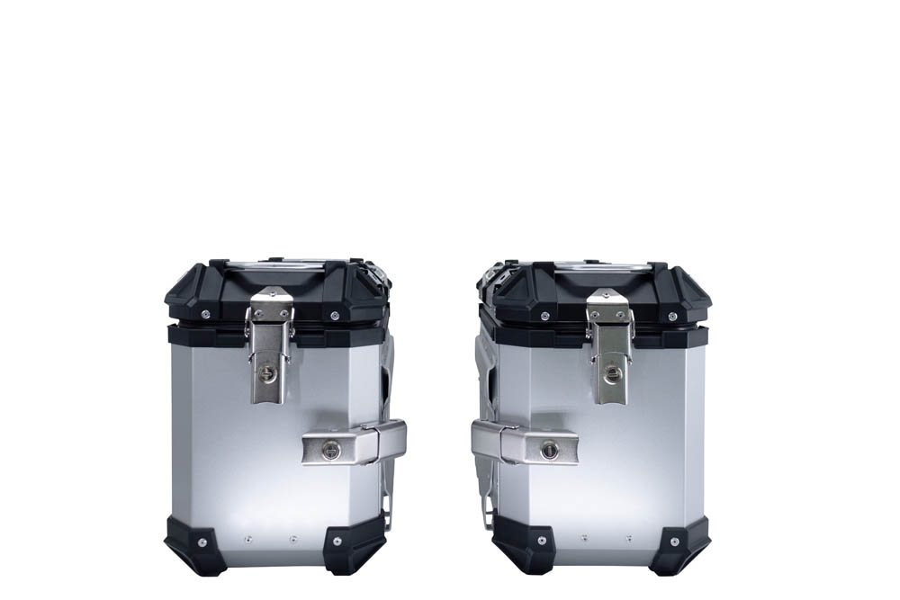 GPR TECH Par de malas laterais em alumínio sem rack específico, cor prata Capacidade 38 LT. + 38 LT. Capacidade 38 LT. + 38 LT.
