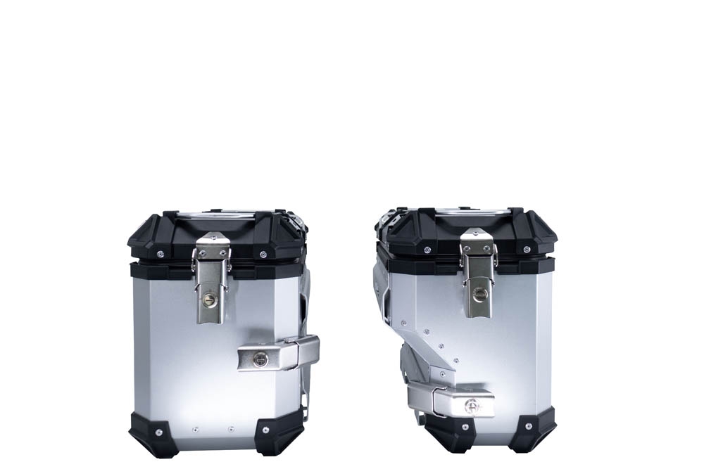 GPR TECH compatível com  Bmw F 750 Gs 2021/2024 e5 Par de malas laterais em alumínio com o lado direito contornado, cor prata com porta-bagagem específico Capacidade 38 LT. + 32 LT.