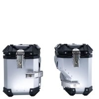 GPR TECH compatível com  Bmw F 750 Gs 2018/2020 e4 Par de malas laterais em alumínio com o lado direito contornado, cor prata com porta-bagagem específico Capacidade 38 LT. + 32 LT.