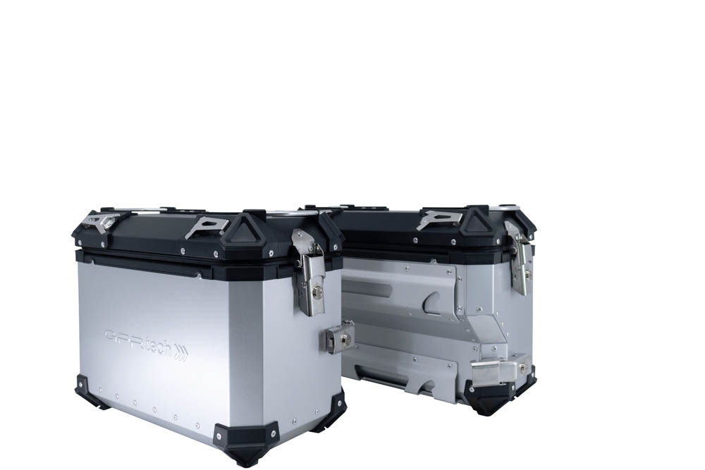 GPR TECH compatível com  Bmw F 750 Gs 2021/2024 e5 Par de malas laterais em alumínio com o lado direito contornado, cor prata com porta-bagagem específico Capacidade 38 LT. + 32 LT.