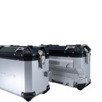 GPR TECH compatível com  Bmw F 750 Gs 2021/2024 e5 Par de malas laterais em alumínio com o lado direito contornado, cor prata com porta-bagagem específico Capacidade 38 LT. + 32 LT.
