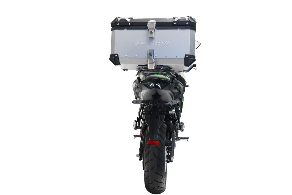 GPR TECH compatível com Kawasaki Versys 650 2023/2024 e5 plus Top Case Alpi-Tech em alumínio, cor prata com placa específica incluída Capacidade Litros 55