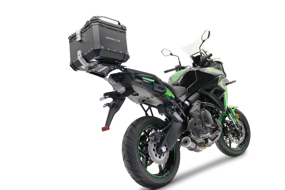 GPR TECH compatível com Kawasaki Versys 650 2023/2024 e5 plus Top Case Alpi-Tech em alumínio, cor preta com placa específica incluída Capacidade Litros 45