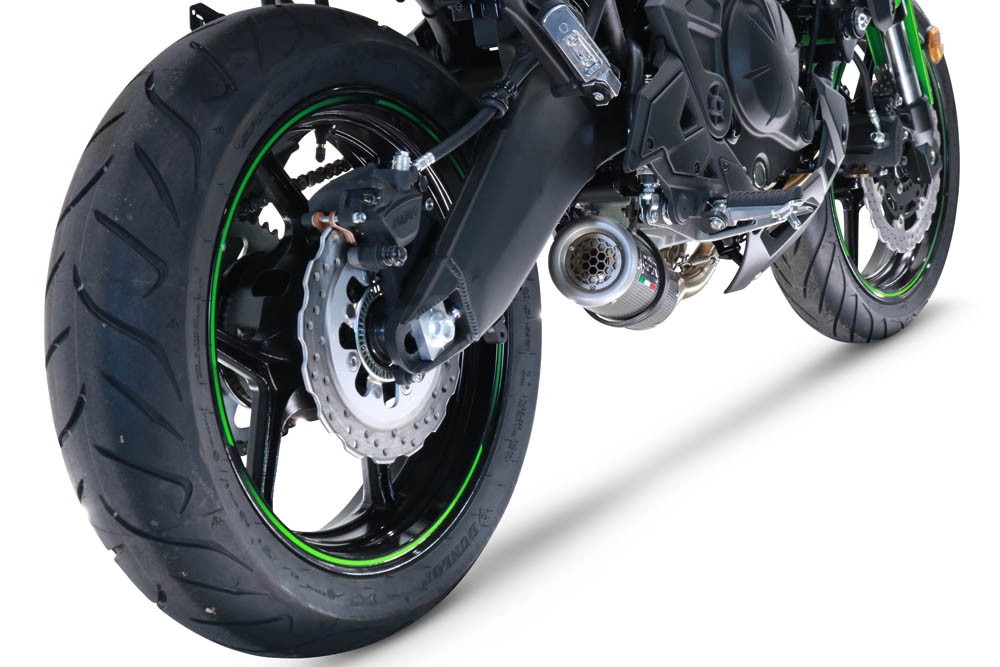 Escape compatível com Kawasaki Versys 650 2023-2024, M3 Poppy , Escape completo, não legal para países da UE, com db killer removível 
