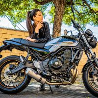 Escape compatível com Kawasaki Z 650 RS 2021-2023, Satinox, Escape completo, não legal para países da UE, com db killer removível 