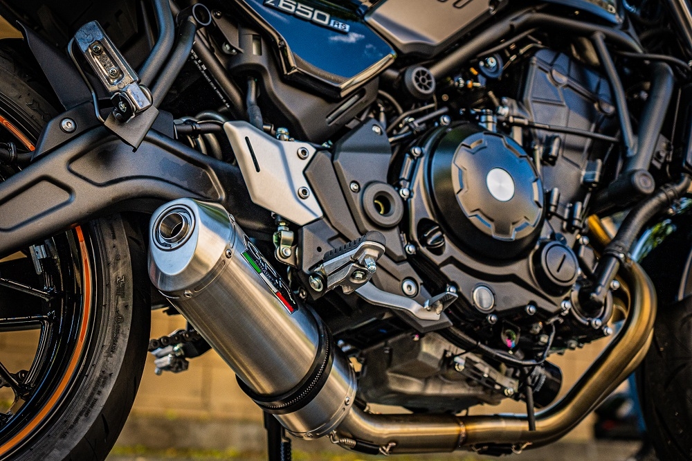 Escape compatível com Kawasaki Z 650 RS 2021-2023, Satinox, Escape completo, não legal para países da UE, com db killer removível 
