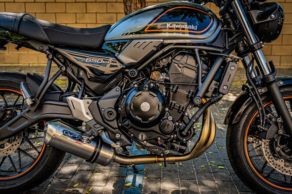 Escape compatível com Kawasaki Z 650 RS 2021-2023, Satinox, Escape completo, não legal para países da UE, com db killer removível 