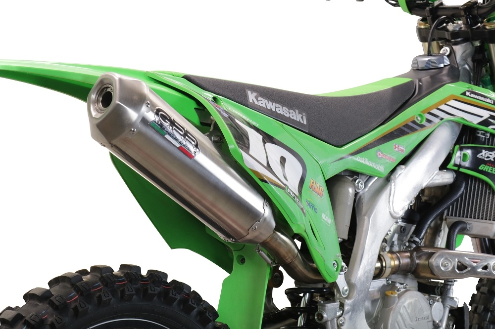 Escape compatível com Kawasaki KX 250 X 2021-2022, Pentacross Inox, Escapamento Racing, silenciador com conexão específica e db killer removível 