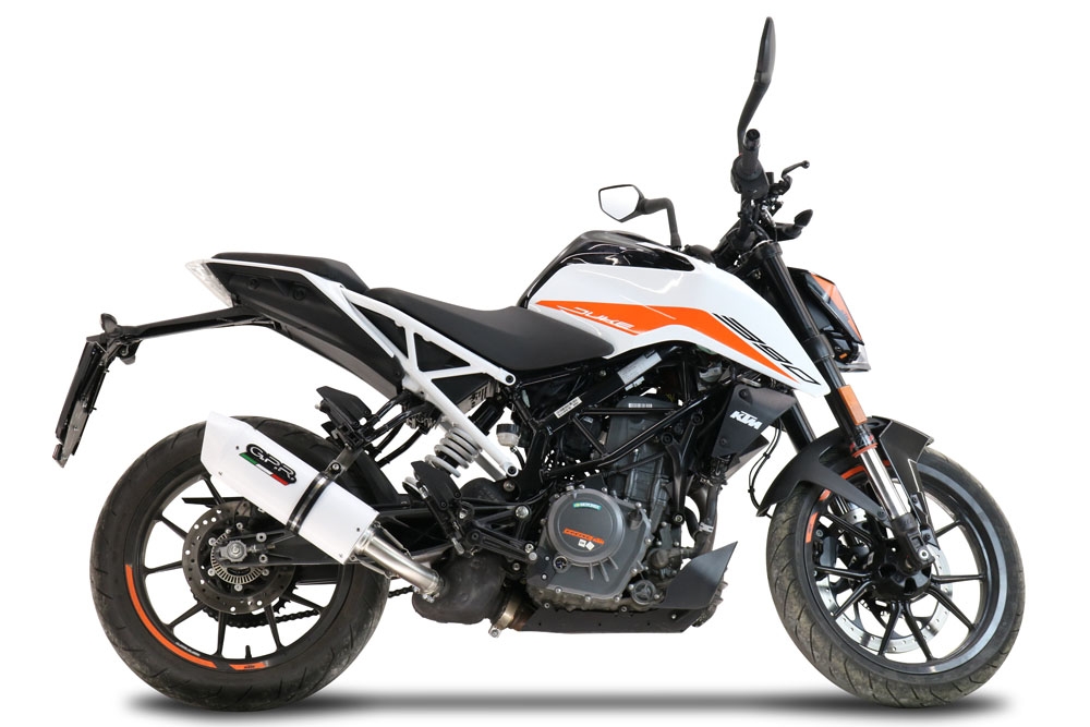 Escape compatível com Ktm Duke 250 2021-2023, Albus Evo4, Escape legal, homologado, silenciador com db killer removível e tubo de ligação específico 