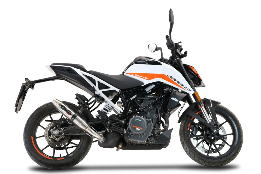 Escape compatível com Ktm Duke 250 2021-2023, Deeptone Inox, Escape legal, homologado, silenciador com db killer removível e tubo de ligação específico 