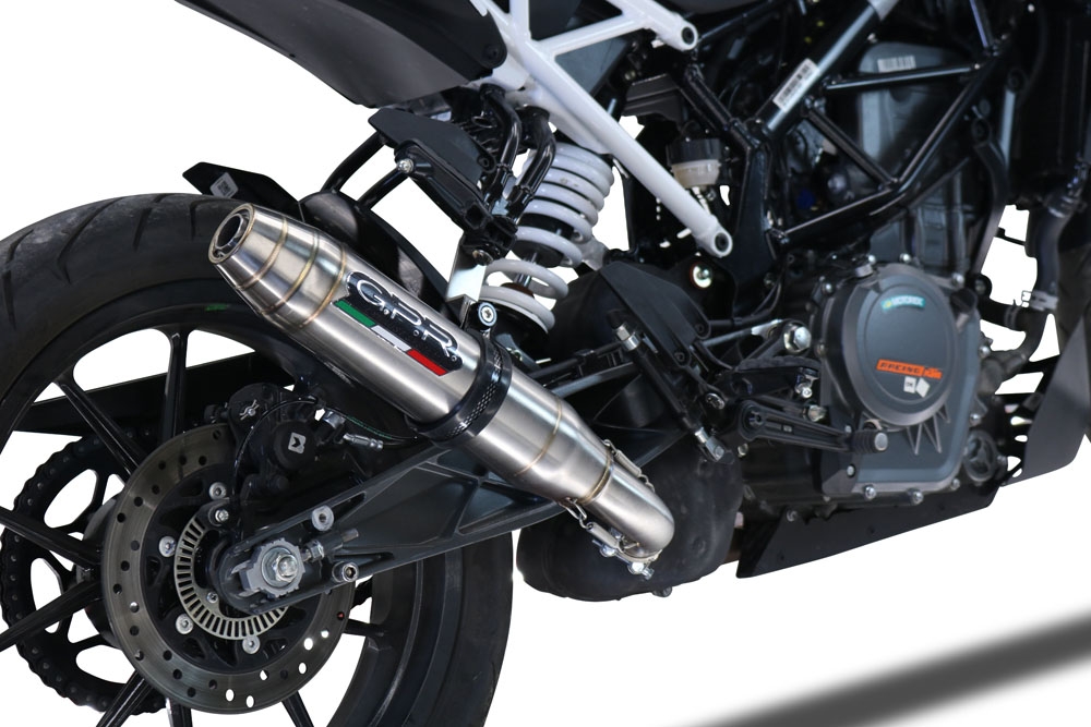 Escape compatível com Ktm Duke 250 2021-2023, Deeptone Inox, Escape legal, homologado, silenciador com db killer removível e tubo de ligação específico 