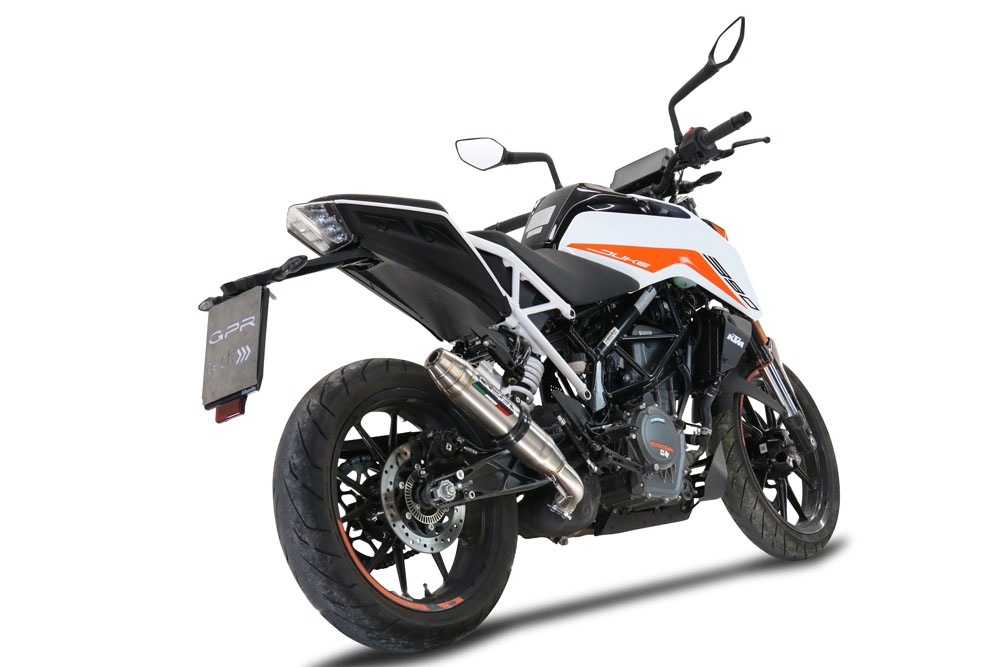 Escape compatível com Ktm Duke 250 2021-2023, Deeptone Inox, Escape legal, homologado, silenciador com db killer removível e tubo de ligação específico 