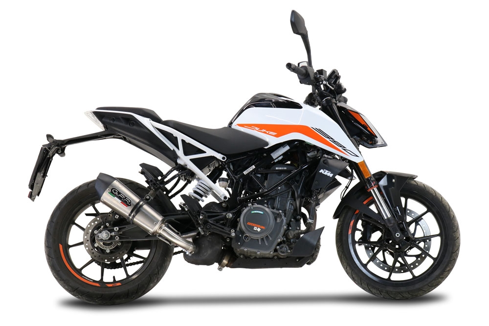 GPR escape compatível com  Ktm Duke 250 2021-2023, New Grand Prix Evo Titanium, Escape legal, homologado, silenciador com db killer removível e tubo de ligação específico 