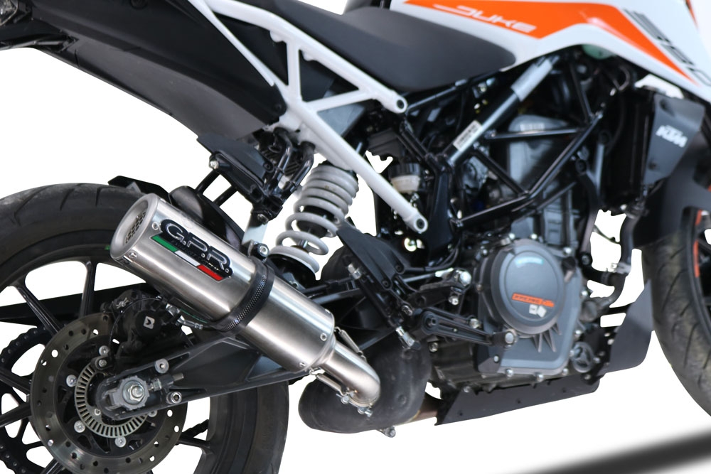 Escape compatível com Ktm Duke 125 2021-2023, M3 Inox , Escape legal, homologado, silenciador com db killer removível e tubo de ligação específico 