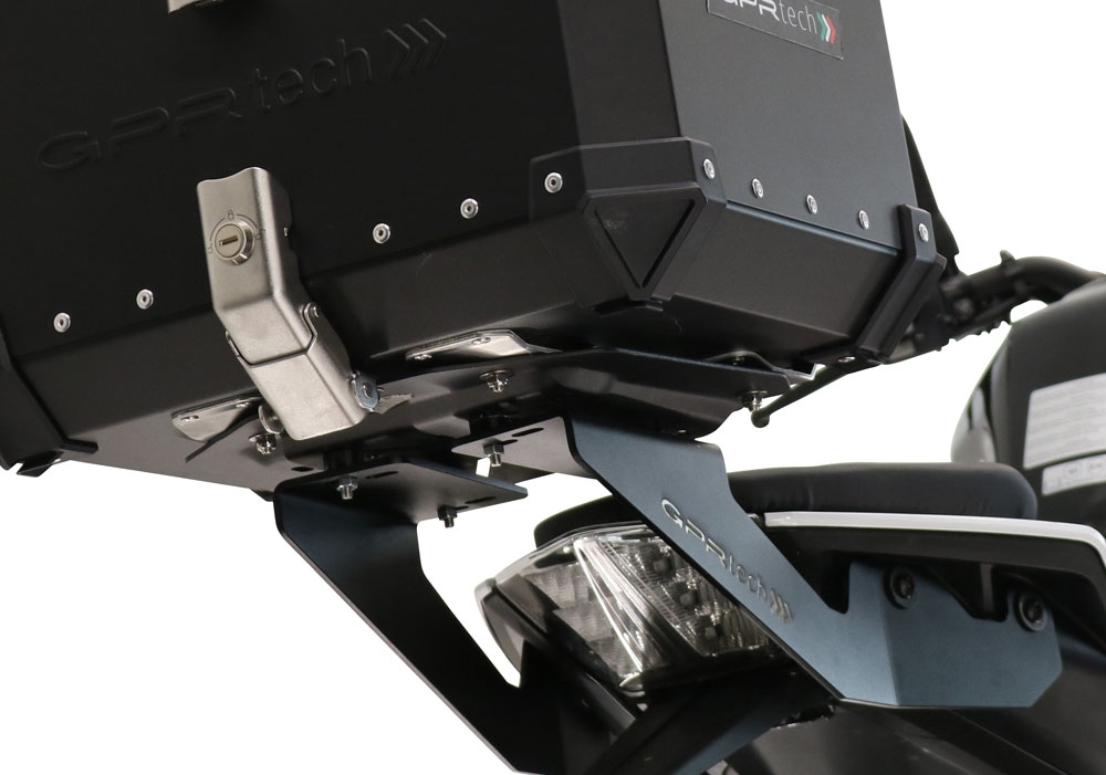 porta-malas GPR TECH compatível com Ktm Duke 250 2021/2023 e4 Placa de encaixe específica en titânio Top Case ALPITECH 35 LT / 45 LT compatível com bagageiro original, titânio com 4 pontos de ancoragem