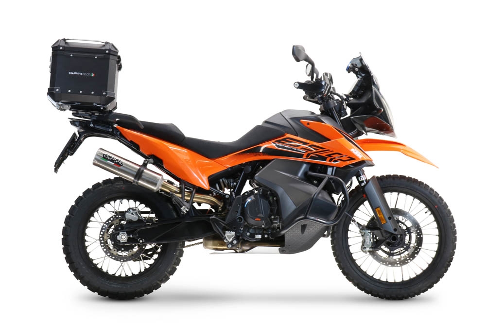 Top case maletas GPR TECH compatível com Ktm Adventure 890 - 890 R Rally 2020/2024 e5 Top Case Alpi-Tech em alumínio, cor preta com placa específica incluída Capacidade Litros 45