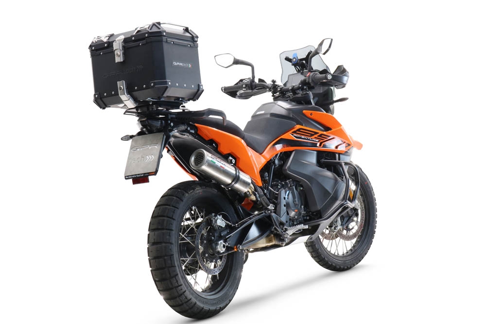 Top case maletas GPR TECH compatível com Ktm Adventure 890 - 890 R Rally 2020/2024 e5 Top Case Alpi-Tech em alumínio, cor preta com placa específica incluída Capacidade Litros 45