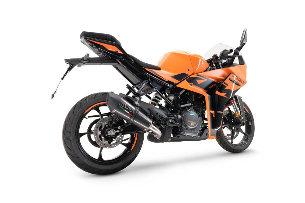 GPR escape compatível com  Ktm Rc 125 2021-2024, New Grand Prix Evo Titanium, Escape legal, homologado, silenciador com db killer removível e tubo de ligação específico 