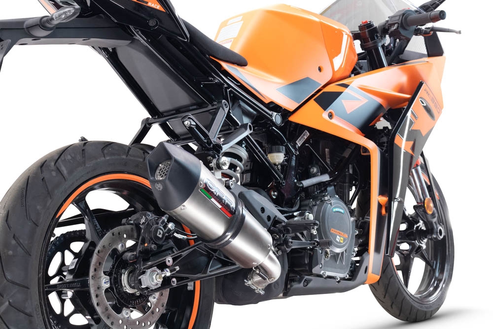 Escape compatível com Ktm Rc 125 2021-2024, M3 Inox , Escape legal, homologado, silenciador com db killer removível e tubo de ligação específico 