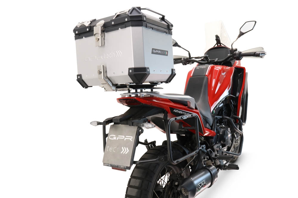 GPR TECH compatível com Moto Morini X-CAPE 650 2021/2024 e5 Top Case Alpi-Tech em alumínio, cor prata com placa específica incluída Capacidade Litros 45
