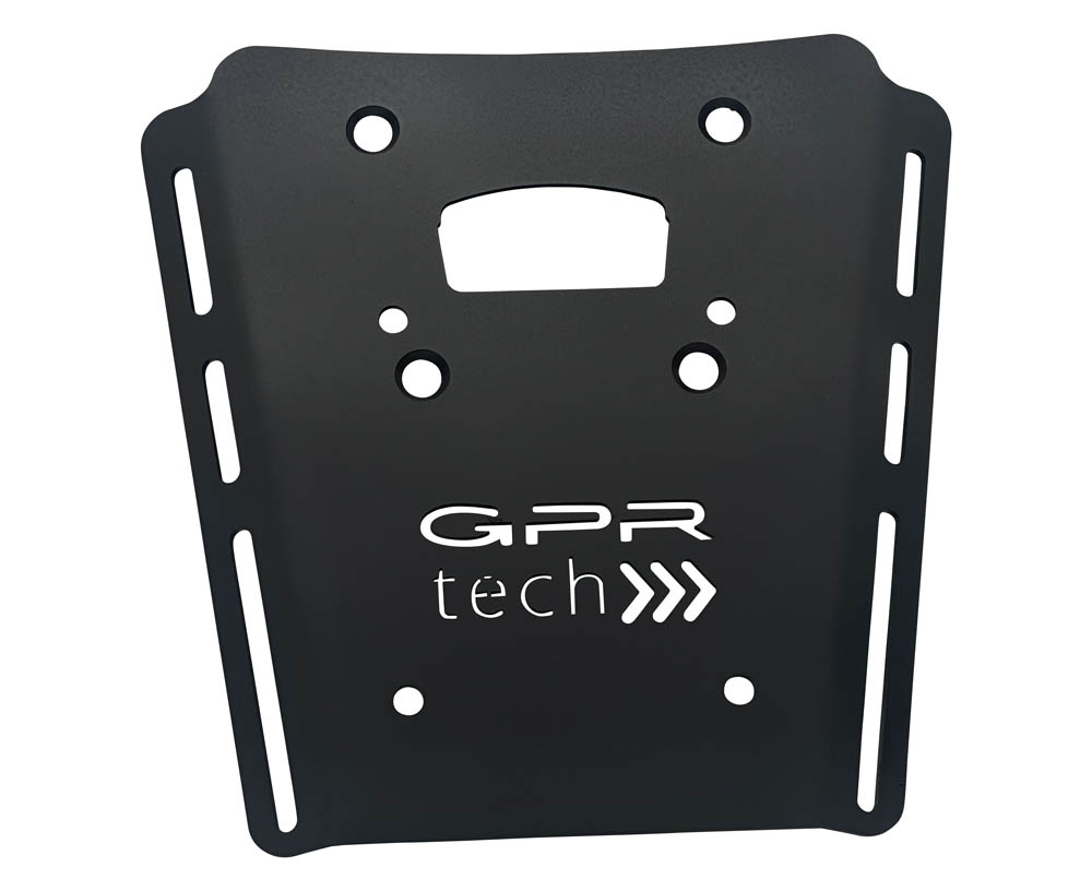 GPR TECH compatível com Moto Morini X-CAPE 650 2021/2024 e5 Placa de encaixe específica Top Case ALPITECH 35-45-55 LT compatível com bagageiro original, aço inox com 4 pontos de ancoragem