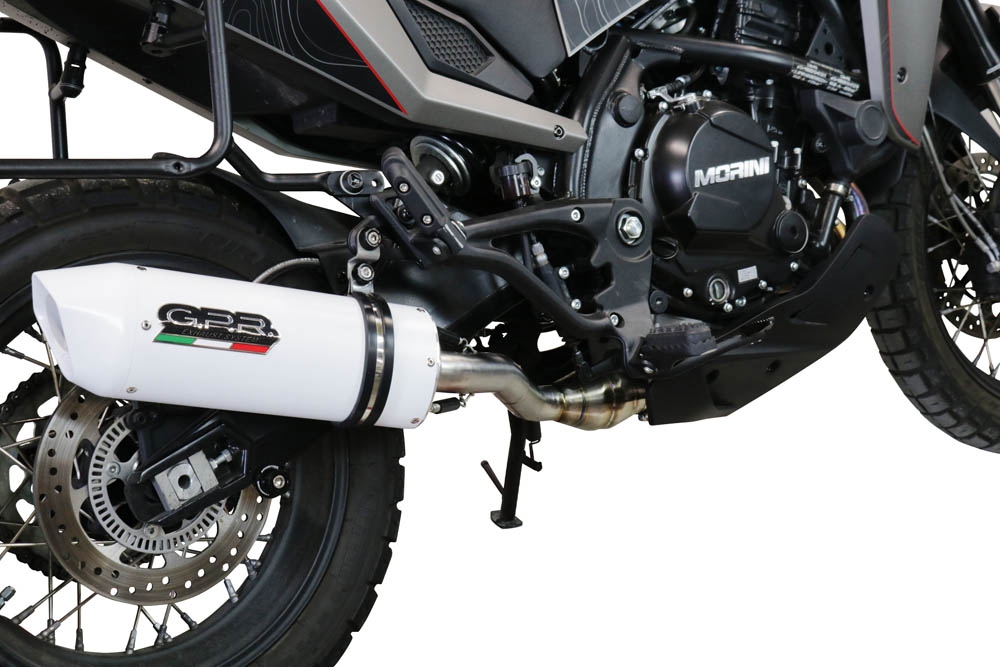 Escape compatível com Moto Morini X-CAPE 650 2021-2024, Albus Ceramic, Sistema homologado con coletor semi-completo, incluindo db killer removível e tubo de ligação 