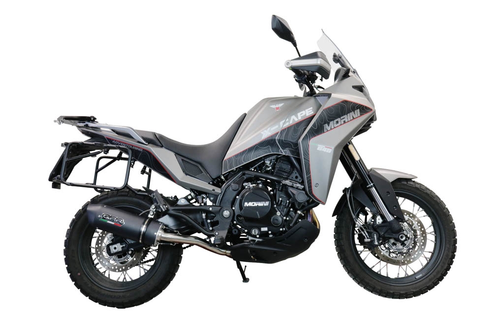 Escape compatível com Moto Morini X-CAPE 650 2021-2024, Furore Evo4 Nero, Sistema homologado con coletor semi-completo, incluindo db killer removível e tubo de ligação 