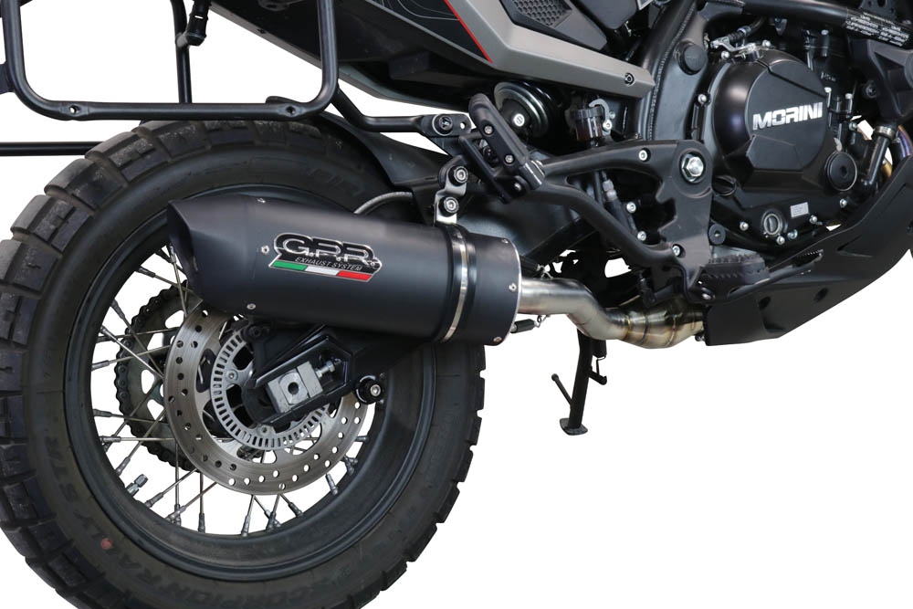 Escape compatível com Moto Morini X-CAPE 650 2021-2024, Furore Evo4 Nero, Sistema homologado con coletor semi-completo, incluindo db killer removível e tubo de ligação 